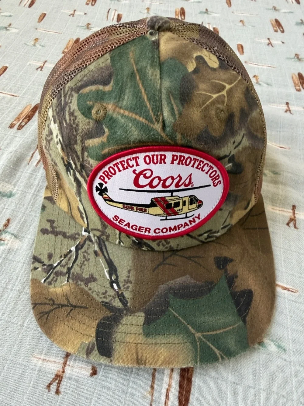 Coors x Seager Company Camouflage Trucker Hat-Protect our Protectors